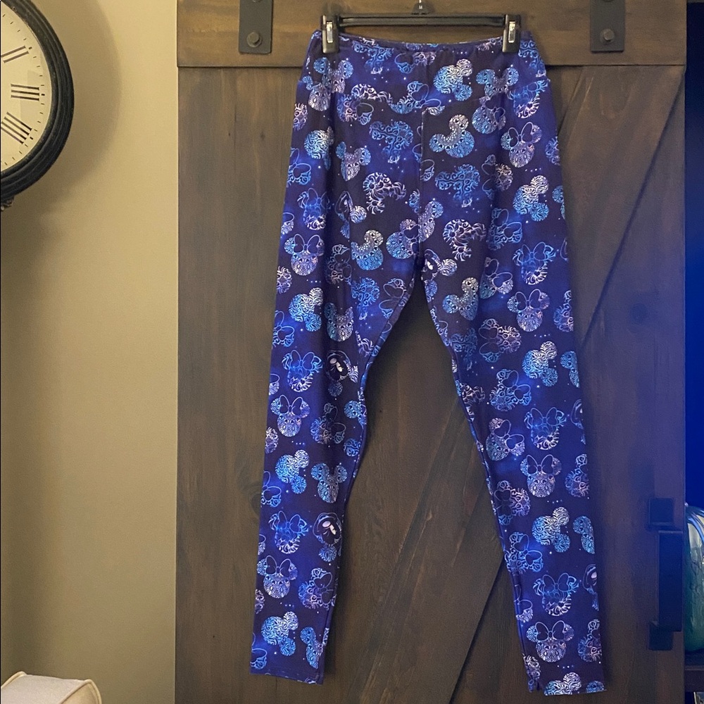 Disney Mickey and Minnie Blue and Purple Patterned Leggings.  Super soft!